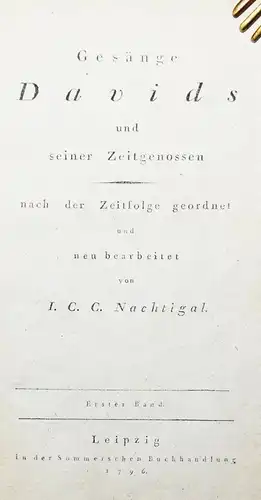 Nachtigal, Gesänge Davids und seiner Zeitgenossen 1796 JUDAICA JUDEN JUDENTUM
