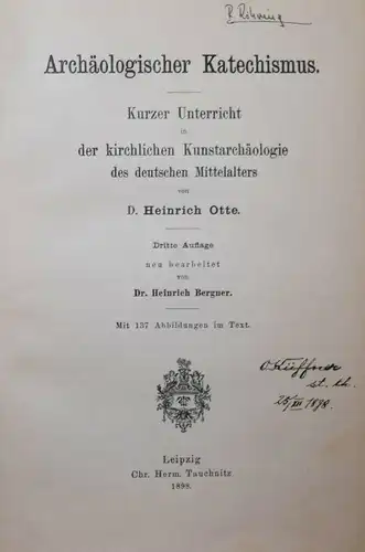 Otte, Archäologischer Katechismus - 1898 KIRCHEN KIRCHENBAU
