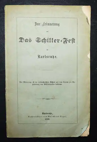 Zur Erinnerung an das Schiller-Fest in Karlsruhe - 1859