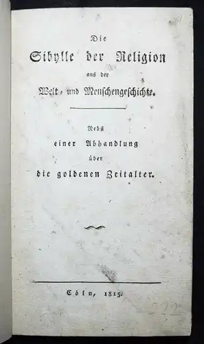 Kornmann, Die Sibylle der Religion aus der Welt- und Menschengeschichte 1815