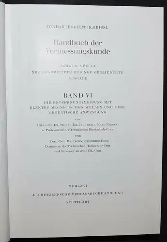 Jordan, Handbuch der Vermessungskunde. Band VI - Geodäsie