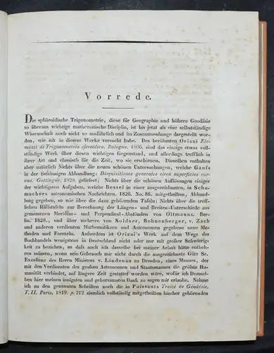 Grunert, Sphäroidische Trigonometrie - 1833 MATHEMATICS - TRIGONOMETRY SPHERE