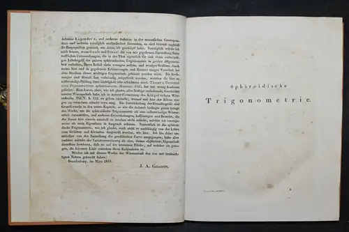 Grunert, Sphäroidische Trigonometrie - 1833 MATHEMATICS - TRIGONOMETRY SPHERE