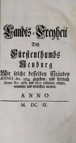 Summarischer Index Ueber die Landts-Freyheit - Bavarica - Bayern - 1765