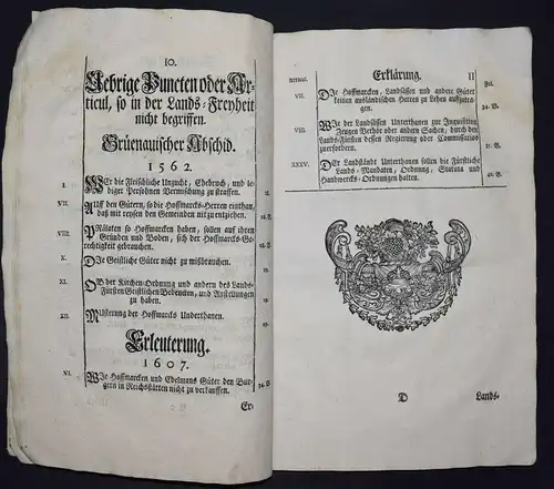 Summarischer Index Ueber die Landts-Freyheit - Bavarica - Bayern - 1765