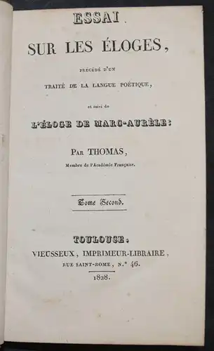 Thomas, Essai sur les eloges - 1828 - Marc Aurele