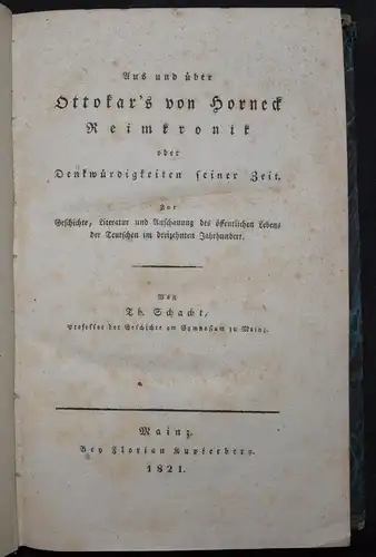 Aus und über Ottokar's von Horneck Reimkronik - 1821 - T. Schacht