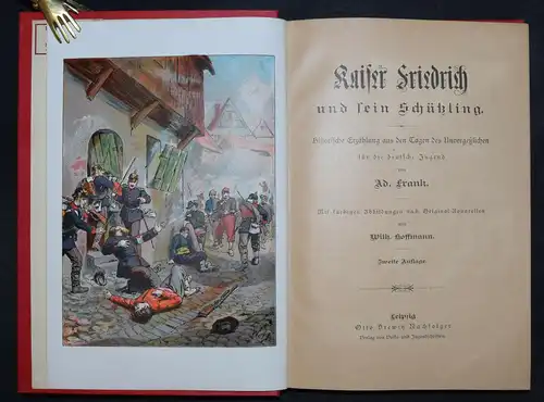 Kaiser Friedrich und sein Schützling A. Frank - 1895 - Chromo-Lithographie