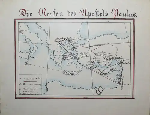 LASSEN - SCHULHEFT MIT 5 HANDGEZEICHNETEN FARBIGEN KARTEN - THÜRINGEN UM 1930