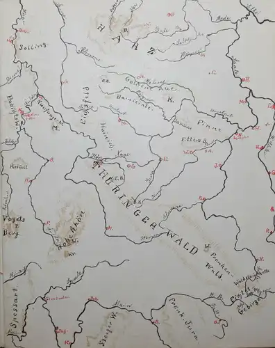 LASSEN - SCHULHEFT MIT 5 HANDGEZEICHNETEN FARBIGEN KARTEN - THÜRINGEN UM 1930