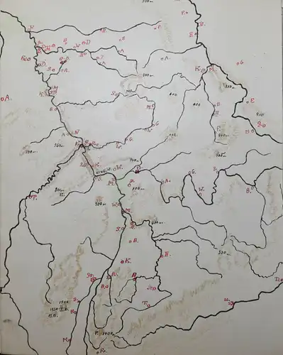 LASSEN - SCHULHEFT MIT 5 HANDGEZEICHNETEN FARBIGEN KARTEN - THÜRINGEN UM 1930