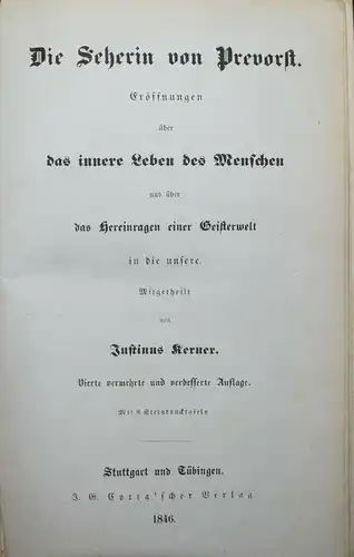 KERNER - DIE SEHERIN VON PREVORST - 1846 - GEISTER  HELLSEHEN - OKKULTISMUS
