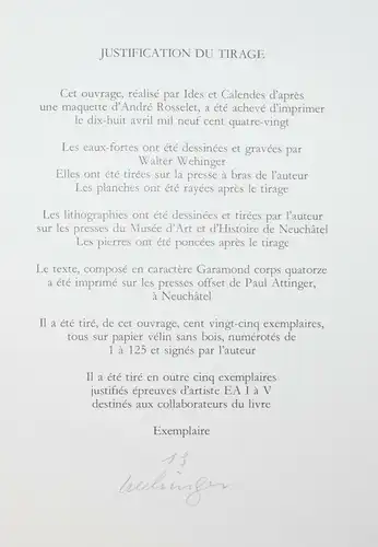 Wehinger, L’estampe - Eines von 125 Exemplaren - Signed - Neuchatel