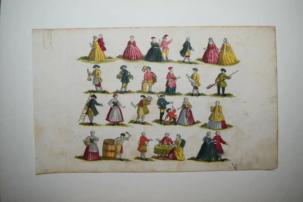 Bilderbogen 1750 - KOLORIERTE KUPERSTICHE– Nürnberger Bilderbogen 3