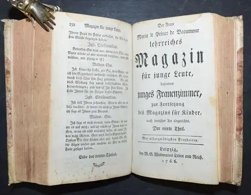 PÄDAGOGIK - 1766 - Leprince de Beaumont - Lehrreiches Magazin