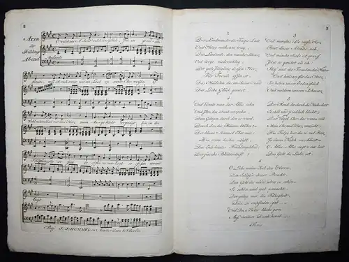 MUSIKNOTEN um 1795 - KLAVIER - LIEDER - KOMPOSITION Aria: Der Frühlingsabend
