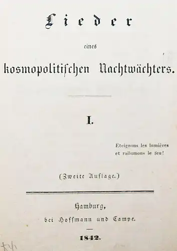 Dingelstedt. Lieder eines kosmopolitischen Nachtwächters - 1842