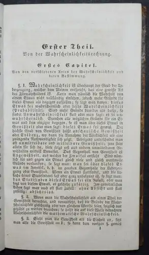 Gustav Jahn - Die Wahrscheinlichkeitsrechnung - Seltene Erstausgabe 1839