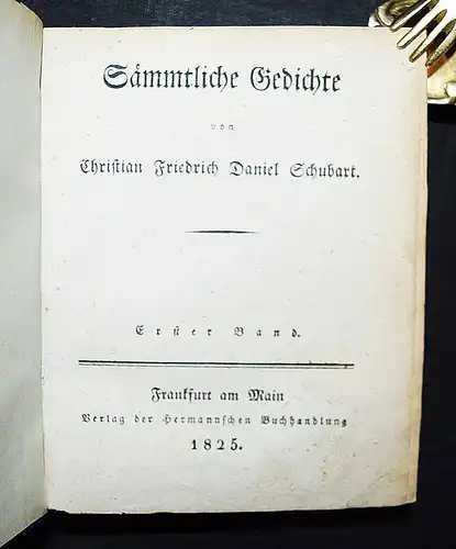 Schubart, Sämmtliche Gedichte - ERSTAUSGABE 1825