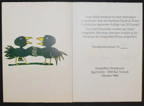 FUNDEVOGEL - 1986 - KARLHANS FRANK - D. HUTHMACHER - SIGNIERT - NUMMERIERT