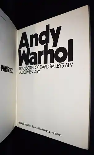 Warhol, Transcript of David Bailey´s ATV Documentary - 1973 POP-ART - Film