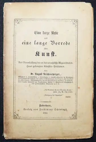 Reichensperger, Eine kurze Rede und eine lange Vorrede über Kunst - 1863