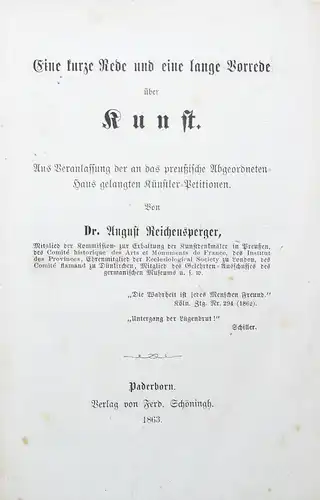 Reichensperger, Eine kurze Rede und eine lange Vorrede über Kunst - 1863