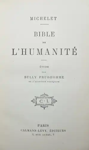 MICHELET - BIBLE DE L’HUMANITÉ (1890) DEKORATIV GEBUNDENES EXEMPLAR