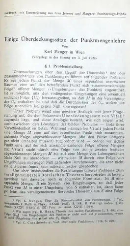 MATHEMATIK PHYSIK Menger, Einige Überdeckungssätze der Punktmengenlehre 1924