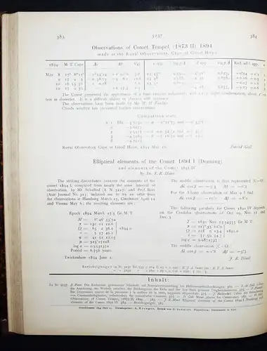 ASTRONOMIE -1894 - Astronomische Nachrichten PLEIADEN MOND