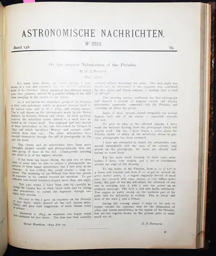 ASTRONOMIE -1894 - Astronomische Nachrichten PLEIADEN MOND