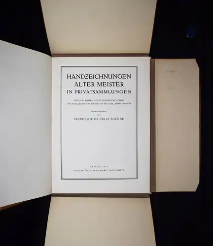 Becker, Handzeichnungen alter Meister in Privatsammlungen 1922 NUM. 1/500 Ex.