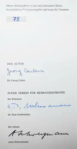 Carlen, Der Zuger Barockmaler Johannes Brandenberg SIGNIERT NUMMERIERT 1/100 Ex.