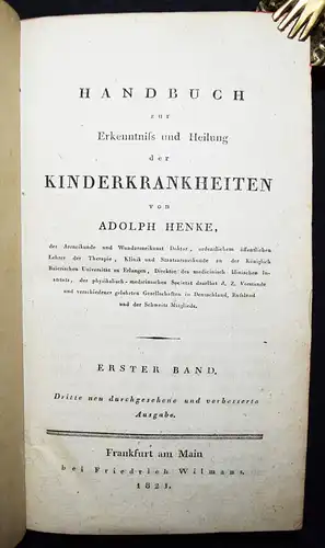 Henke, Handbuch zur Erkenntniß und Heilung der Kinderkrankheiten WILMANS 1821