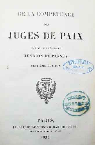 Henrion de Pansey, De la compétence des juges de paix 1825