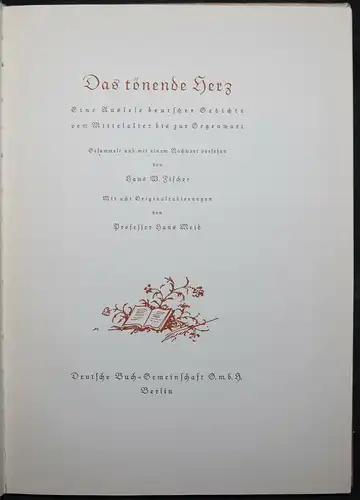 HANS FISCHER - TÖNENDE HERZ (1931) - RADIERUNGEN IN SEPIA IN DER PAN-PRESSE