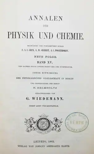 PHYSIK - Max Planck, Verdampfen, Schmelzen und Sublimiren 1882 ERSTE AUSGABE