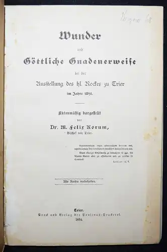 KONVOLUT HEILIGE ROCK TRIER 4 Bücher -  Thümmel Beissel Korum Caspar