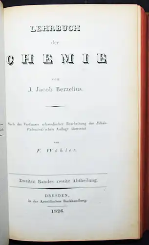 Berzelius, Lehrbuch der Chemie 1825 CHEMIE ALCHEMIE