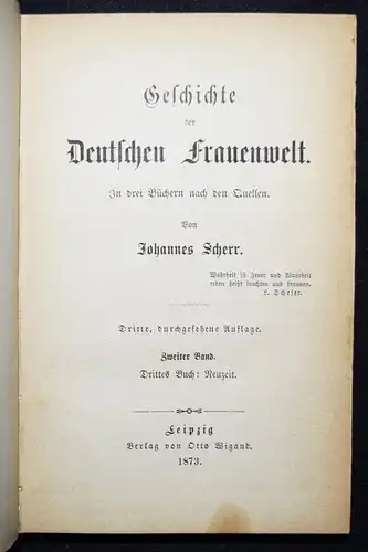 Scherr, Geschichte der deutschen Frauenwelt - 1873 KULTURGESCHICHTE SOZIOLOGIE