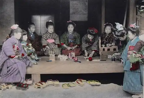 Japan - Takagi - Girls’ Pastimes in Japan - Erstausgabe um 1910  - Teezeremonie