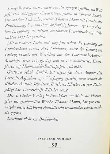 Thomas Mann, Tristan - 1955 NUMMERIERT NUMMERIERT 1/150 Exemplaren Gerhard Schuh