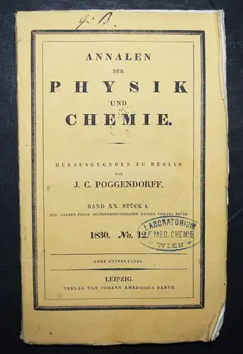 CHEMIE Serullas, Trennung des Chlors und Brohms…1830 CHEMICS Gay-Lussac W. Dove