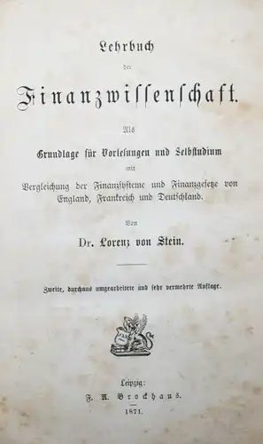 Stein, Lehrbuch der Finanzwissenschaft - 1871