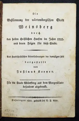 Kerner, Die Bestürmung der würtembergischen Stadt Weinsberg 1821