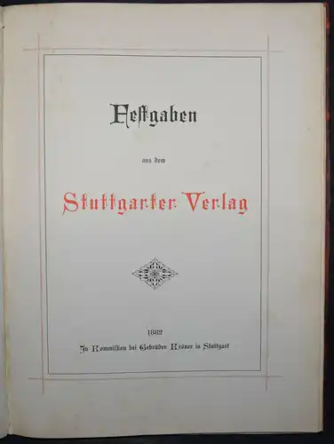 FESTGABEN AUS DEM STUTTGARTER VERLAG - VERLAGSKATALOG - KRÖNER 1882