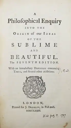 Burke, Philosophical enquiry into the origin of our ideas of the sublime 1773