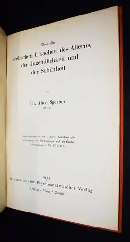 Sperber, Über die seelischen Ursachen des Alterns 1925 ALTERSFORSCHUNG ALTERN