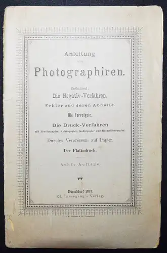 Sternberg - Anleitung zum Photographiren - 1891 - NEGATIV-VERFAHREN - FERROTYPIE