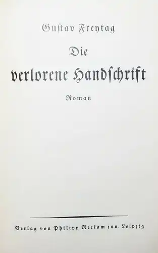Freytag, Die verlorene Handschrift - 1926 - DEKORATIVE LEDERAUSGABE